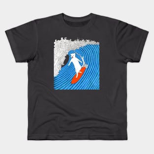 The Cat on a Big Wave Kids T-Shirt